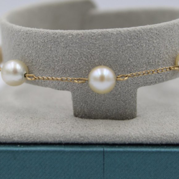 14K Pearl Station Bracelet 17.5 CTS - Picture 4 of 10
